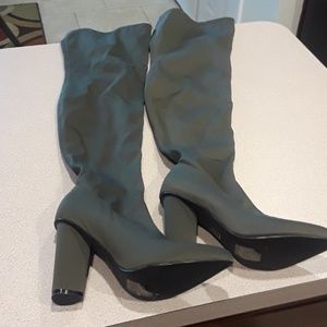 Olive green knee high boots